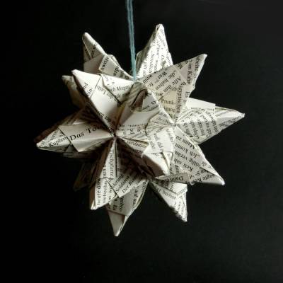 Bascetta Stern Weihnachten Upcycling aus alten Büchern 14 cm