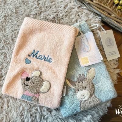 Sterntaler Waschlappen personalisiert | Geschenk zur Taufe | Geburt | Geburtstag | Weihnachten I Patengeschenk