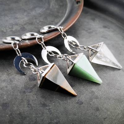 Einhänger für Ohrtunnel, Ohrgewicht, Ohrgewicht, Tigerauge, Aventurin, Quarz