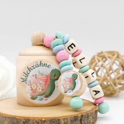 Zahndose mit Name Schildkröte Mädchen Milchzahndose Geschenkidee