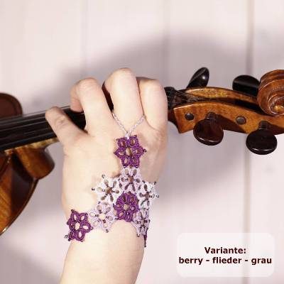 Handschmuck Margerite Baumwolle mit vielen Perlen - größenverstellbar - SlaveArmband