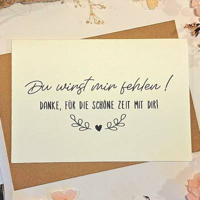 Dankeskarte Ruhestand – Du wirst fehlen! Abschied & Wertschätzung für Kollegen – Karte Danke für Alles, Rente, Abschiedsgeschenk