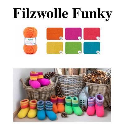 59,80 € / 1 kg Gründl ’Filzwolle Funky’ zum Stricken von Puschen, Taschen usw. Wolle/Schurwolle in verschiedenen Farben