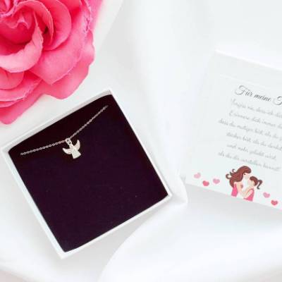 Geschenk Tochter von Mama, Halskette Engel Silber 925