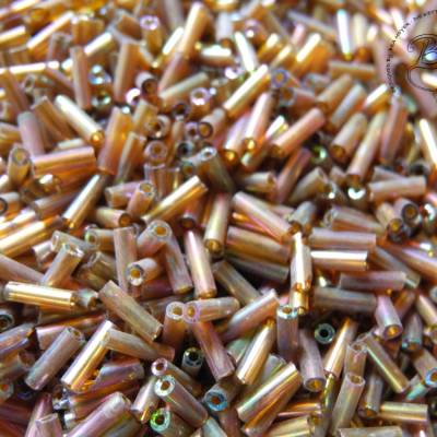 Stift Zylinder Glasperlen 6mm gold transparent