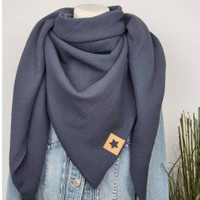 Dreieckstuch, Musselintuch, Schal, Tuch, Damen, Halstuch, Dunkelgrau XXL, Anthrazit Grau