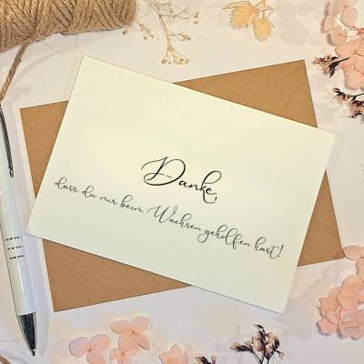 Dankeskarte Erzieherin & Hebamme – Minimalistische Karte: Danke, dass du mir beim Wachsen geholfen hast!
