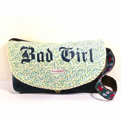 Upcycling Kindertasche Jeans + türkis geblümt, Einschulungsgeschenk, Unikat