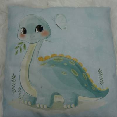 Dekokissen Dino, Motivstoff, Zierkissen, Wunschstoff wählbar