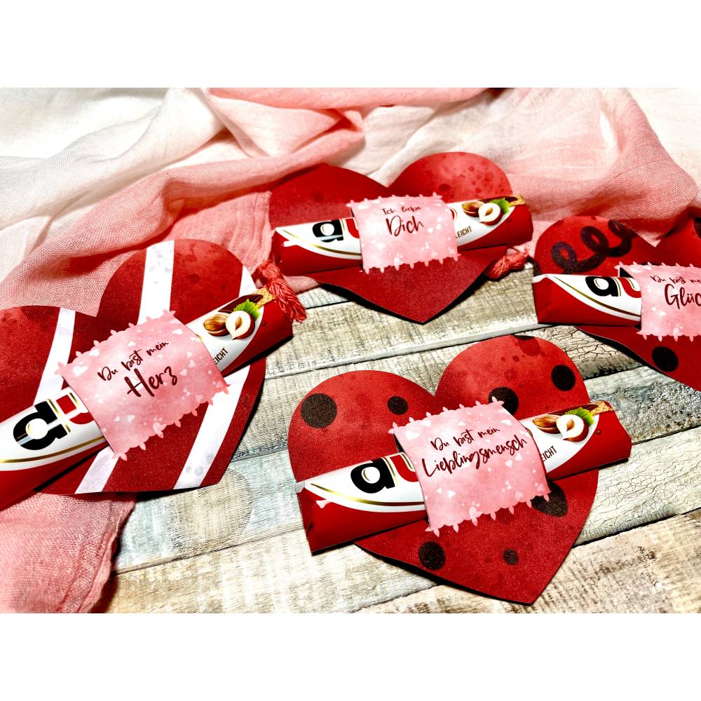 Banderole Schokolade, Last Minute Geschenk zum ausdrucken, Weihnachten Aufmerksamkeit, 4 Herzen mit Liebesbotschaften Bild 2