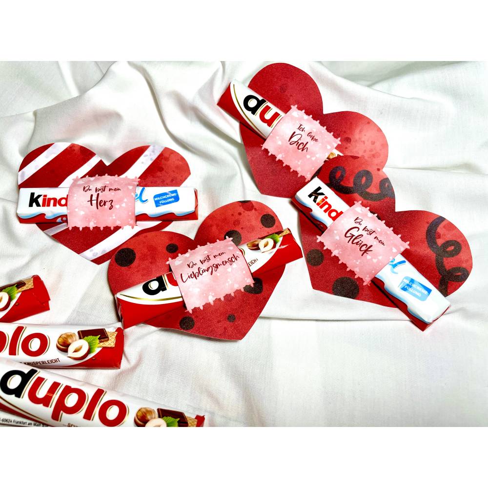 Banderole Schokolade, Last Minute Geschenk zum ausdrucken, Weihnachten Aufmerksamkeit, 4 Herzen mit Liebesbotschaften Bild 3