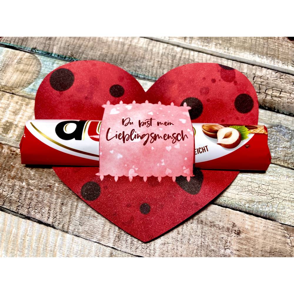 Banderole Schokolade, Last Minute Geschenk zum ausdrucken, Weihnachten Aufmerksamkeit, 4 Herzen mit Liebesbotschaften Bild 4