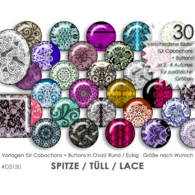 SPITZE TÜLL Lace Muster 30 Cabochonvorlagen Cabochon Vorlagen digital Download Buttonvorlagen Schmuckbilder Button