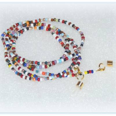 Brillenkette kunterbunt, Brillenband bunt und goldfarben, Sonnenbrillenband