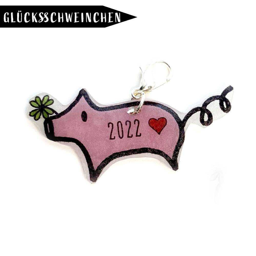 Schweinchen 2022 Charme Anhänger für Kette oder Bettelarmband Bild 1