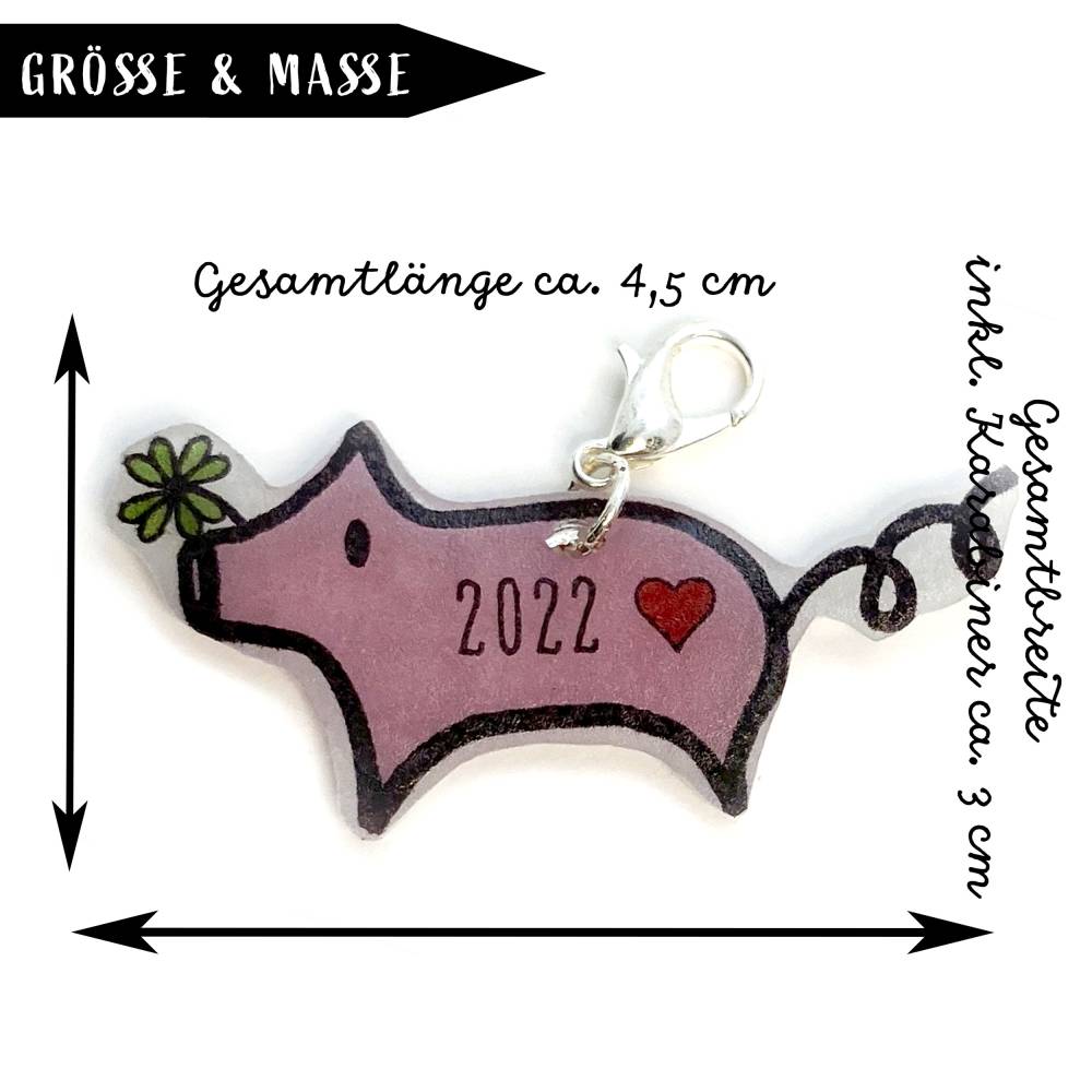 Schweinchen 2022 Charme Anhänger für Kette oder Bettelarmband Bild 3