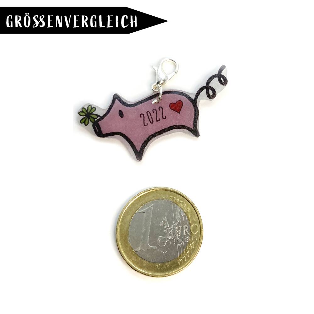 Schweinchen 2022 Charme Anhänger für Kette oder Bettelarmband Bild 5