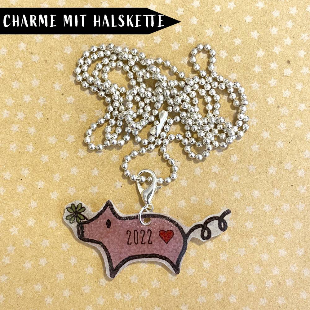 Schweinchen 2022 Charme Anhänger für Kette oder Bettelarmband Bild 6