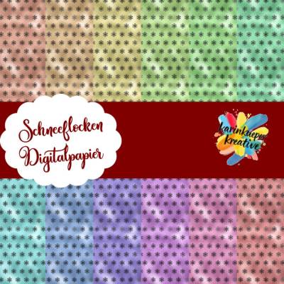DSP Schneeflocken Digitalpapier – 12 Farben für Weihnachten & Scrapbooking, Sofort-Download