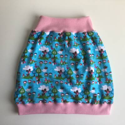 Rock, Ballonrock für kleine Mädchen, Reh und Fuchs im Wald, Größe 98/104 blau, rosa,  Baumwolle 