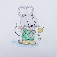 CrossStitch "Süßes Kreuzstich Mäuschen" für Rahmen 13x18cm, Redwork, lustige Maus