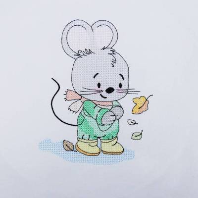 CrossStitch "Süßes Kreuzstich Mäuschen" für Rahmen 13x18cm, Redwork, lustige Maus