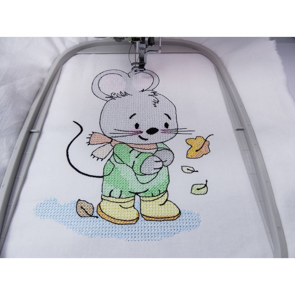 CrossStitch "Süßes Kreuzstich Mäuschen" für Rahmen 13x18cm, Redwork, lustige Maus Bild 4