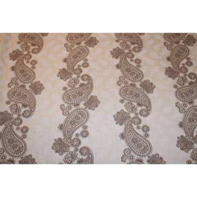 14,30 EUR/m Dirndl-Stoff Paisley braun auf creme Baumwollsatin