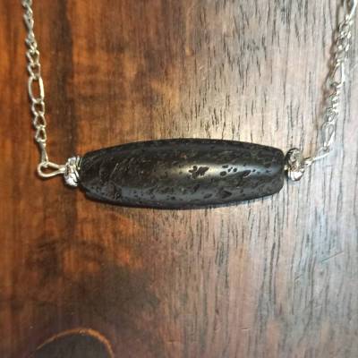  Halskette -zum Beduften- mit schwarzer Lava-Ellipse