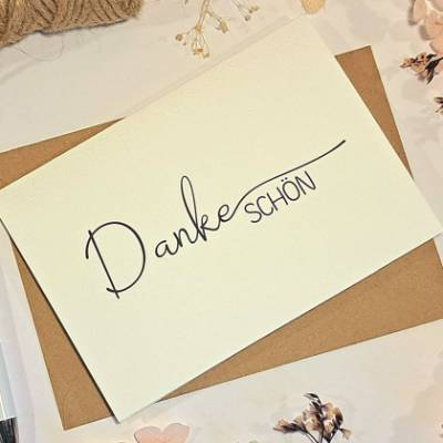 Minimalistische Dankeschön Karte – Klappkarte mit Umschlag im A6 Format
