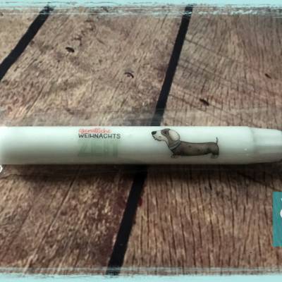 Stabkerze "Gemütliche Weihnachtszeit" mit Dackel