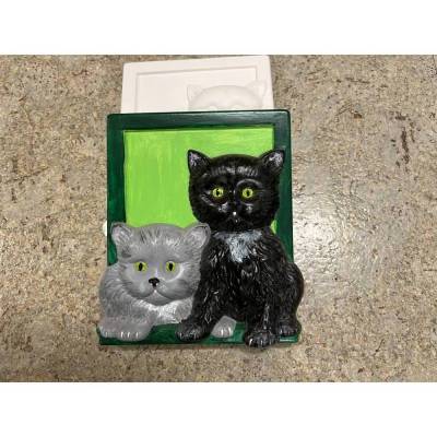 Katzen-Pärchen - 1 Gipsrelief ca. 13x15cm zum selber Bemalen mit Anhänger