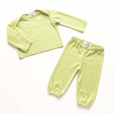 Babyset Merinowolle hellgrün 62/68 Pullover + Hose Upcycling Geschenk zur Geburt