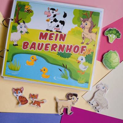 Quiet Book Bauernhof – Montessori Busy Book für Kinder | Spielbuch mit Klettverschluss & Lernspaß