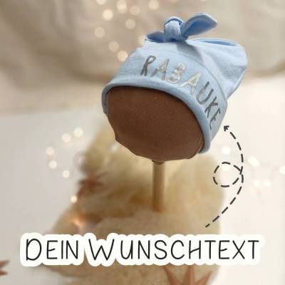 Knotenmützchen mit Personalisierung / Babymütze mit Wunschtext / Newborn Mütze mit Namen / KU 34-52