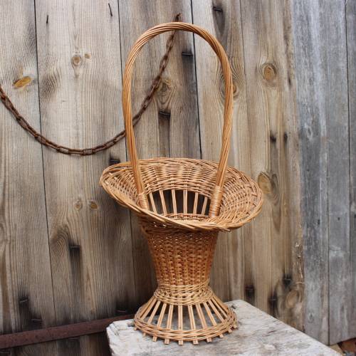 Vintage Blumentopfhalter Weidengeflecht Korb Blumentopf BOHO 70er Jahre DDR 