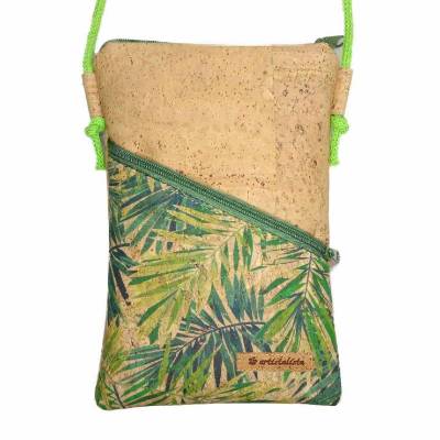 Crossbag Kork natur Handytasche zum Umhängen ca. 19 x 12 cm Umhängetasche Farb- und Musterauswahl