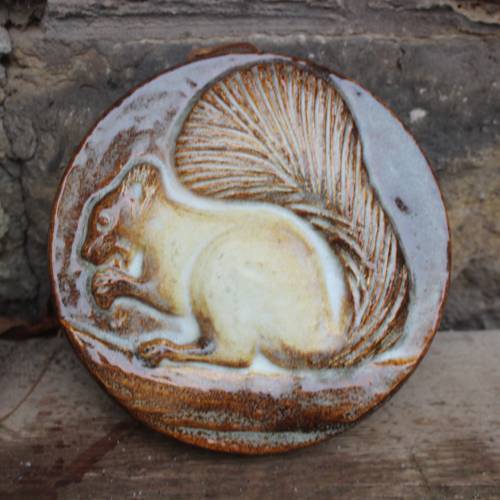 Steuler Eichhörnchen Wandplatte Wandkachel 70er Jahre WGP West Germany