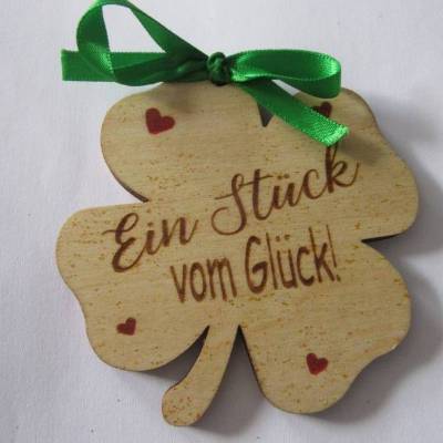 Holzglücksbringer Kleeblatt