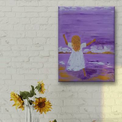 Endlich Meer Acryl auf Leinwand 18x24 cm Handgemalt Original Unikat