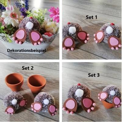 Hasenpopo Pompoms – Handgemachte Bommel-Hasen für Ostern, Frühling & Deko – Verschiedene Sets, U
