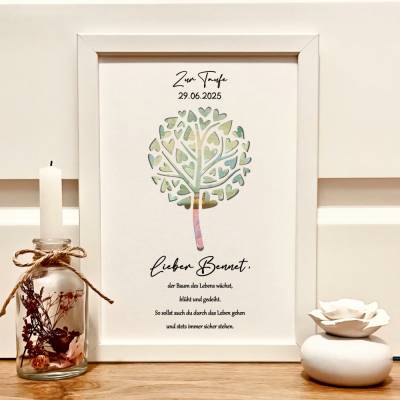 Personalisiertes Geldgeschenk zur Taufe – Baum des Lebens Bilderrahmen als Taufgeschenk für Jungen & Mädchen