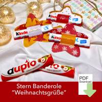 Banderole Schokolade, Last Minute Geschenk zum ausdrucken, Weihnachten Aufmerksamkeit, 3 Sterne mit Weihnachtsgrüßen