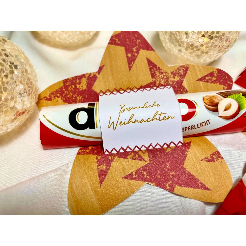 Banderole Schokolade, Last Minute Geschenk zum ausdrucken, Weihnachten Aufmerksamkeit, 3 Sterne mit Weihnachtsgrüßen Bild 5