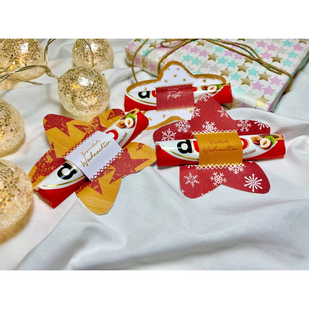 Banderole Schokolade, Last Minute Geschenk zum ausdrucken, Weihnachten Aufmerksamkeit, 3 Sterne mit Weihnachtsgrüßen Bild 6