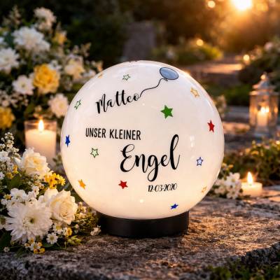 Grablicht Solar Sternenkind – Individuelles Licht als Grabschmuck mit persönlicher Gravur