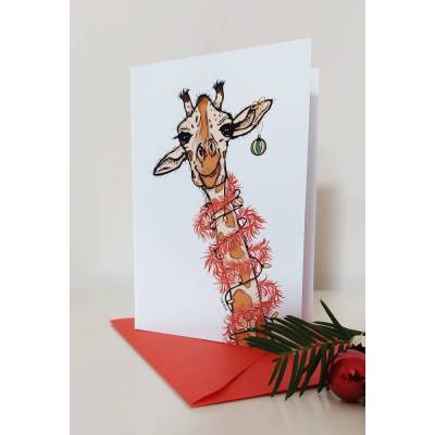 Christmas Giraffe - Weihnachtliche Klappkarte