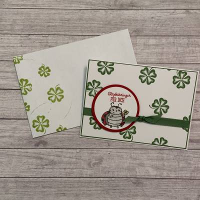 Grußkarten / Glückwunschkarten zum Geburtstag oder anderen Anlässen, „Glücksbringer für dich“, Marienkäfer, Stampin Up