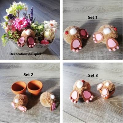 Hasenpopo Pompoms – Handgemachte Osterdeko, Bommel Hase, verschiedene Sets, Frühling & Ostern