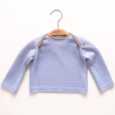 Babypullover 62/68 graublau 100% Merinowolle Upcycling Unikat